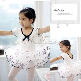   Party White Leotard Fairy Ballet TuTu Skate Costume Dress 3 8Y  