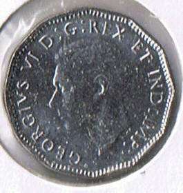 1945 Canada Chromium/Steel Five Cents  