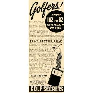 1940 Ad Golf Secrets Book Improve Score Springfield OH 