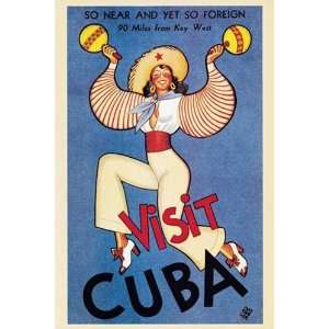  Vintage   Visit Cuba   Canvas: Home & Kitchen