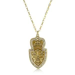  Sisi Amber Crest Medallion Brass Necklace Jewelry