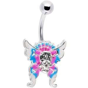  Skull Surrender Multi Color Butterfly Belly Ring: Jewelry
