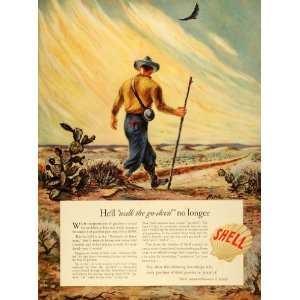  1942 Ad Shell Gasoline World War II Go Devil Oil Fletcher 