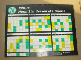 1984 85 Minnesota North Stars Color Calendar Schedule  