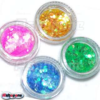 12 Color Hexagon Flake Shiny Sparkly Glitter Nail Art Tip Decoration 