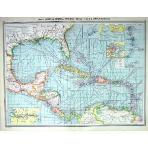   INDUSTRIES COMMUNICATIONS ANTIQUE MAP c1897 PANAMA