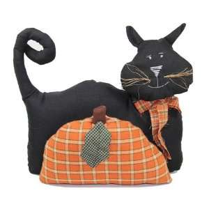  Doll   Black Cat with Plaid Pumpkin   Primitive Country 