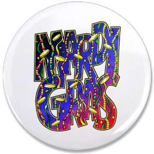  3.5 Button Mardi Gras Fat Tuesday Celebration with Beads 