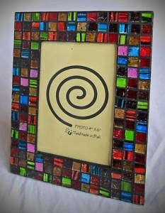 FUNKY COLOURFUL HAND MADE MOSAIC PHOTO / PICTURE FRAME  