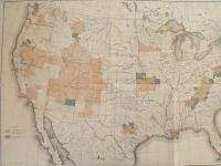 1889 USA UNITED STATES AMERICA HUGE MAP. GILES LITHOGRAPH ORIGINAL 