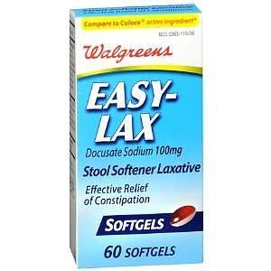   Easy Lax Stool Softener Laxative Softgels, 60 ea 