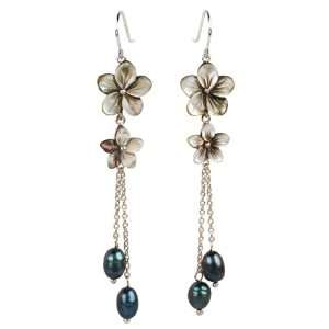   with Black Mother of Pearl, Freshwater Pearl Drop Earring Jewelry