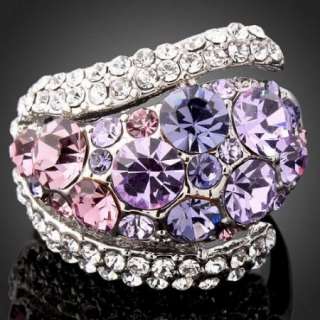 ARINNA Swarovski amethyst Crystal Fashion Finger Ring  