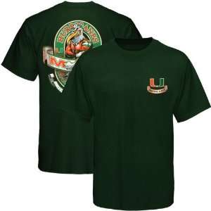  NCAA Miami Hurricanes Green Banner Mascot T shirt Sports 