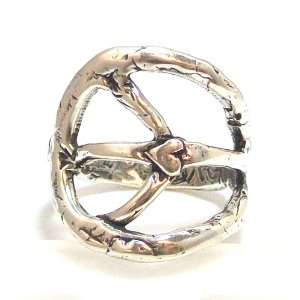   Cowgirl Sterling Silver Plated Peace Sign Ring   Size 7: Jewelry