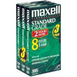 New  MAXELL 213035/213030 STANDARD QUALITY VHS VIDEO TAPES (8 HOURS, 3 