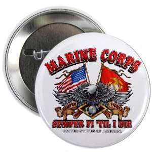    2.25 Button Marine Corps Semper Fi Til I Die 