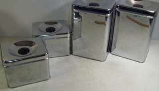 VINTAGE KITCHEN CANISTER SET Stainless mid century modern LINCOLN 