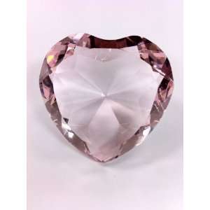   Pink Crystal Glass Diamond Heart shaped Paperweight: Office Products