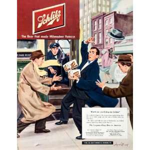  1951 Ad Schlitz Beer Milwaukee Wisconsin Windy Bus Street 