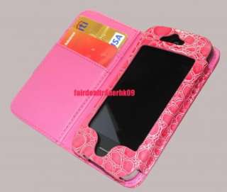 1x Croco Wallet Credit ID Card Flip Case Pouch 4 Apple iPhone 4 4S 4G 
