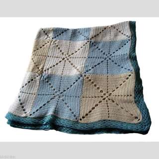 VINTAGE Granny Square Crochet Afghan Handmade Quilt 4x8  
