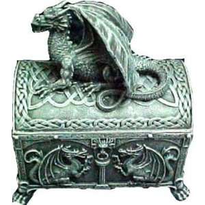  `Scratch and Dent`Celtic Knotwork Dragon Treasure Chest 