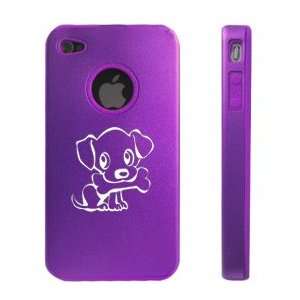 Apple iPhone 4 4S 4G Purple D1334 Aluminum & Silicone Case Cover Cute 