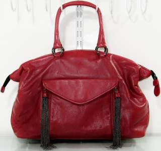 LIVANOU Stephanie Leather Satchel Handbag, Red, MSRP $750.00  