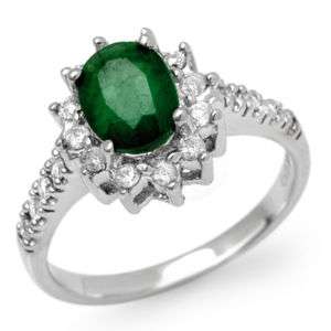 Genuine 1.95 ctw Emerald & Diamond Ring 14K Gold  