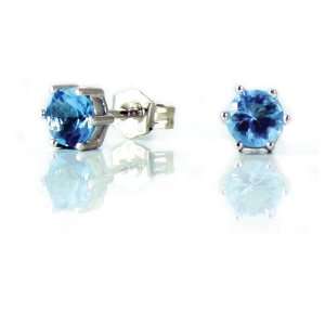  Sterling Silver Blue Cubic Zirconia Stud Earrings Jewelry