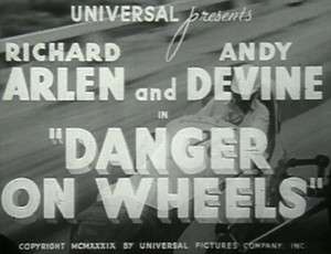 Danger On Wheels DVD 1940 Richard Arlen Racing RARE Action  