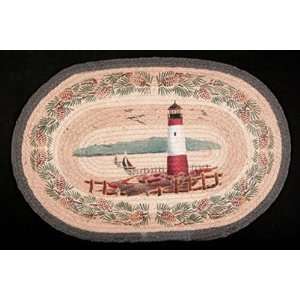  Lighthouse  Hand Printed  Braided Rug  20 Inches by 30 