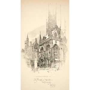 1905 Print Gruuthuse House Bruges Belgium Notre Dame Architecture 