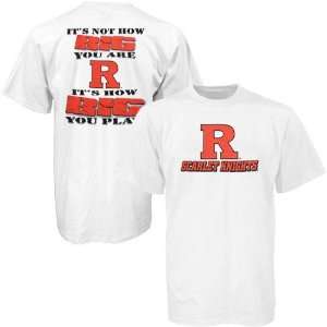  Rutgers Scarlet Knights White Big R T shirt Sports 