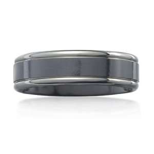  Mens 6.5mm Black Titanium Wedding Ring: Jewelry