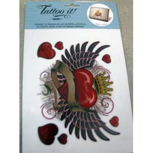  Tattoo It ER13884 Red Heart And Crown Stickers Everything 