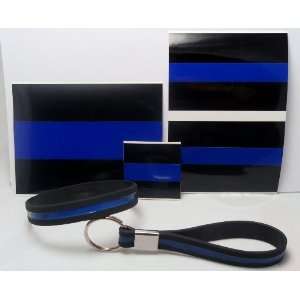  Thin Blue Line Decal Stickers, Wristband and Keychain Gift 