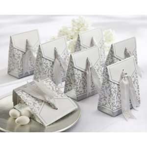  Boxes Happy 25th Anniversary Favor Box with Imprinted Silver Ribbon 