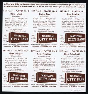 1961 National City Bank Cleveland Browns Complete Set  