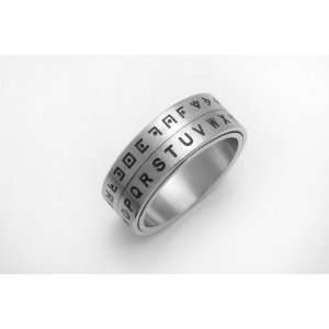  Decoder Ring Pig Pen Cipher   Silver Size 10 Spinner Ring 
