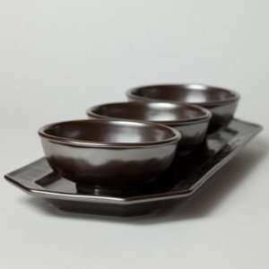  Pewter Tray With 3 Bowls