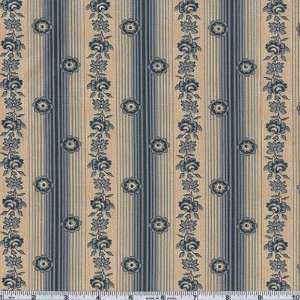  45 Wide Emigrant Trail Rose Stripe Teal Blue Fabric By 