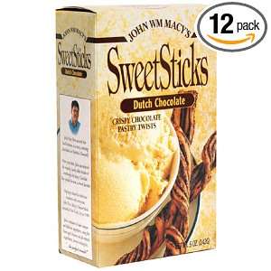 John Wm.  Dutch Chocolate SweetSticks, 5 Ounce Boxes (Pack of 12 
