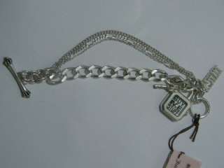 Juicy Couture Buy Me Stuff Silver Charm Chain Link Bracelet Watch 