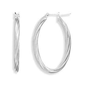  Oval Polished Twist Hoop Earrings Jewelry