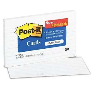 Post it : Ruled Index Cards, 3 x 5, White, 50 per Pack  :  Sold as 2 