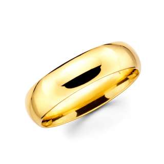 14K Yellow Gold Plain Wedding Band Ring 6mm Size 7  