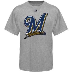 Majestic Milwaukee Brewers Ash Soft Density Official Logo T shirt 