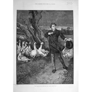 1883 Village Roscius Geese Private Theatricals Print